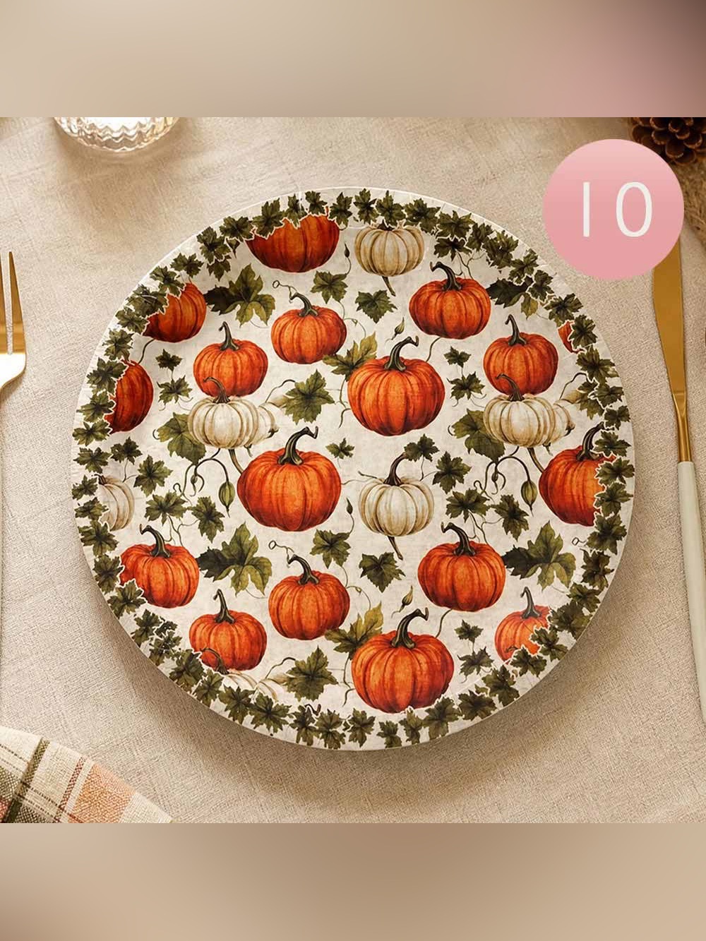 4 Pack Autumn Pumpkin Decorative Paper Plates -